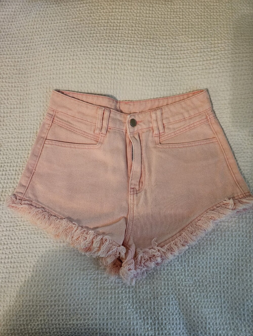 Women's Pink Frayed Hem Denim Shorts